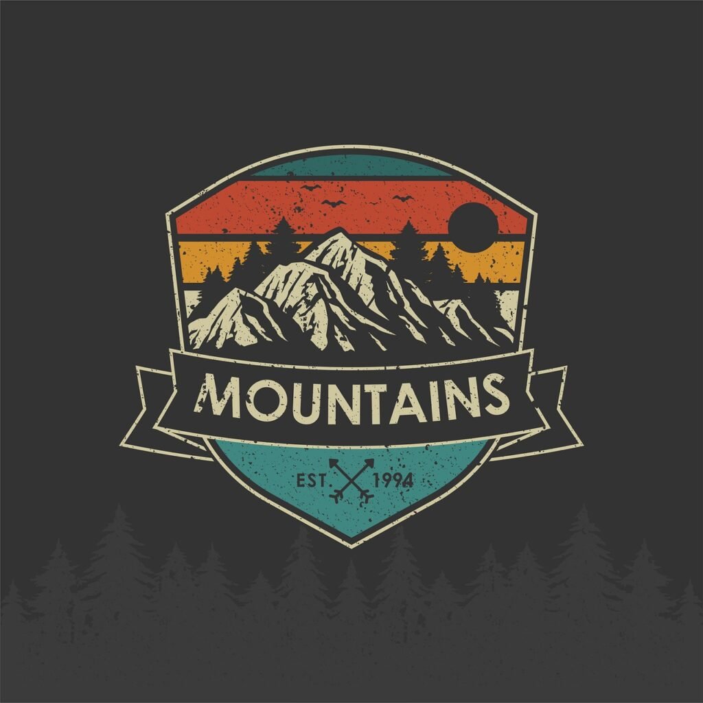 mountains, logo, badge